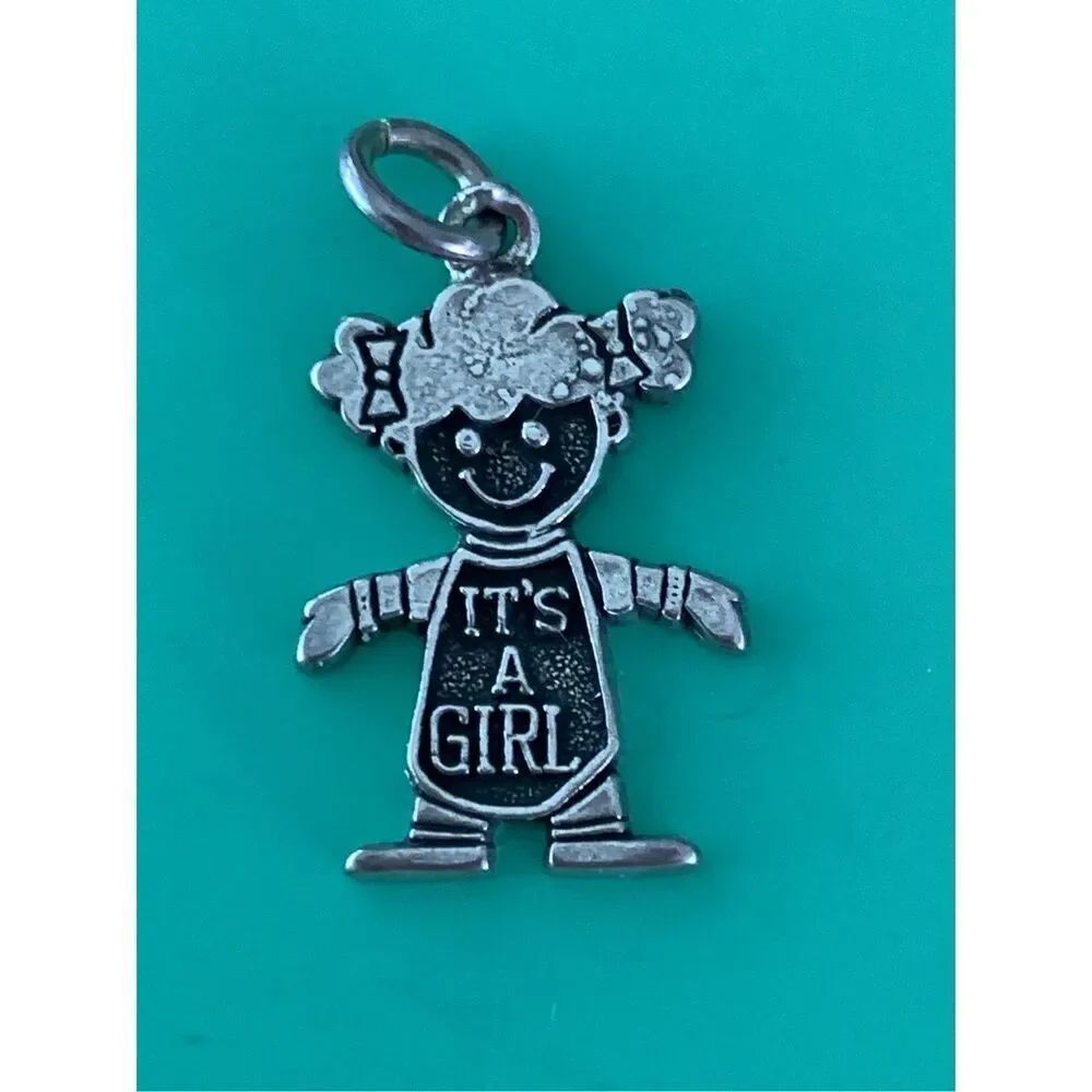 Girl It’s a Girl Sterling Silver Jewelry Charm #family